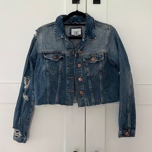Cropped Distressed Jean Jacket Forever 21